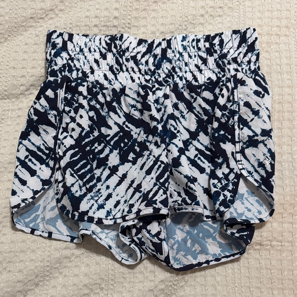 INC International Concepts Navy and White Abstract Print Athletic Shorts